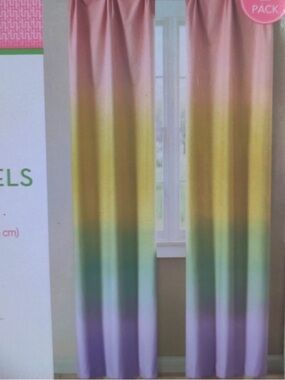 Huntington home Blackout Energy Saving Window Panels rainbow Ombre Set of 2 Pan